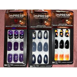 imPRESS Press-On Manicure Halloween Glow-in-the-Dark Limited Edition Set (3-Pack